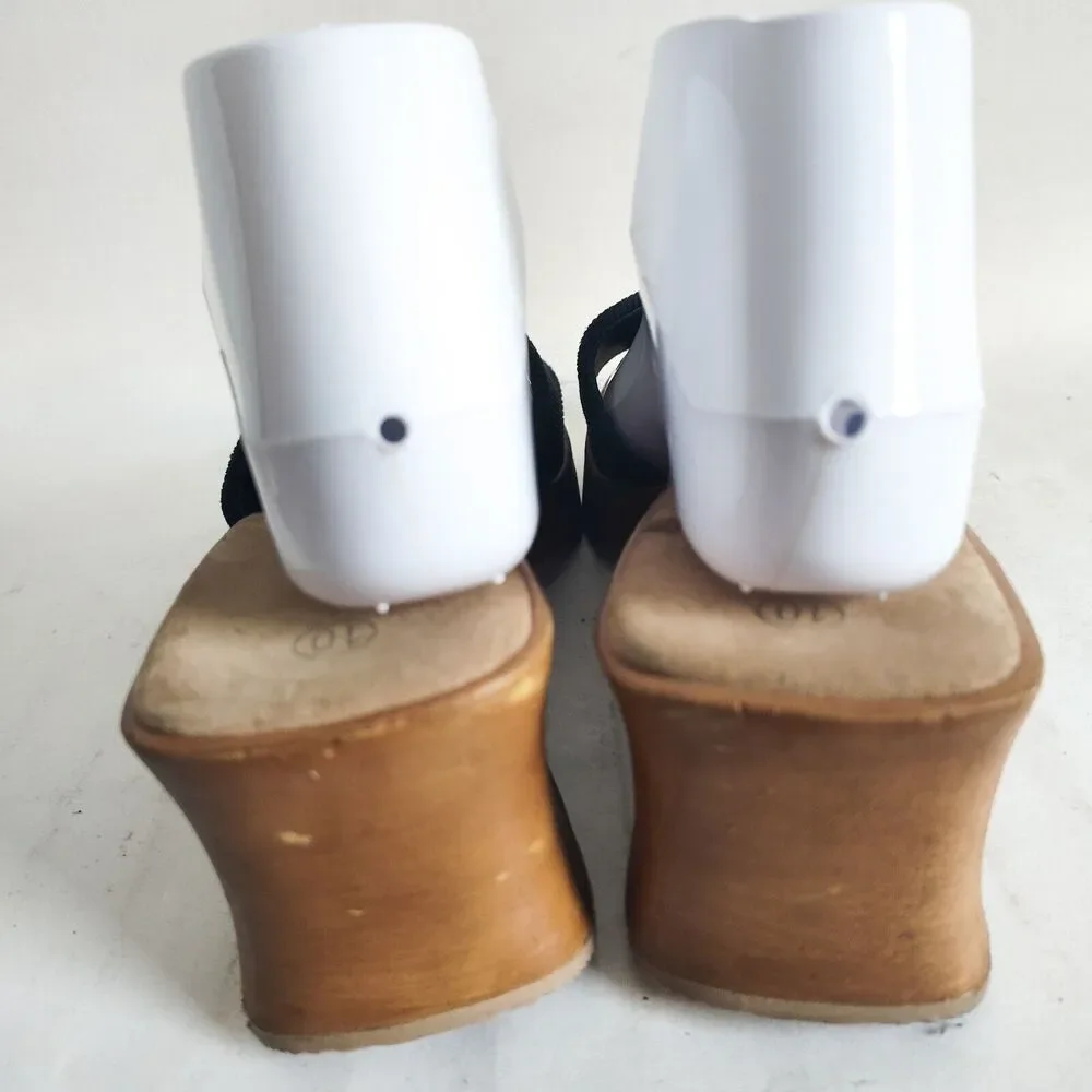 Y2K Lower East Side Vegan Blue Chunky Platform Slip On Sandals‎ Womens Size 10